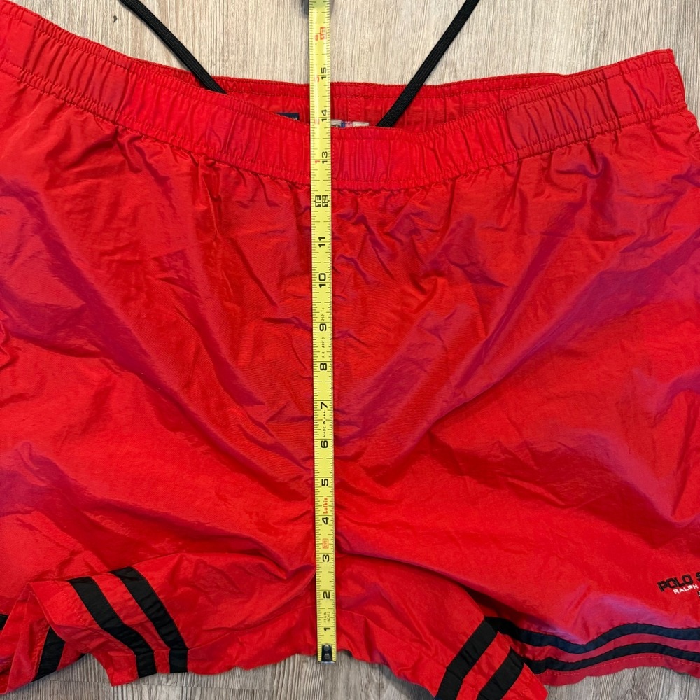 Vintage Polo Sport Ralph Lauren Mens Large Nylon Lined Swim Trunks Red - Picture 6 of 9
